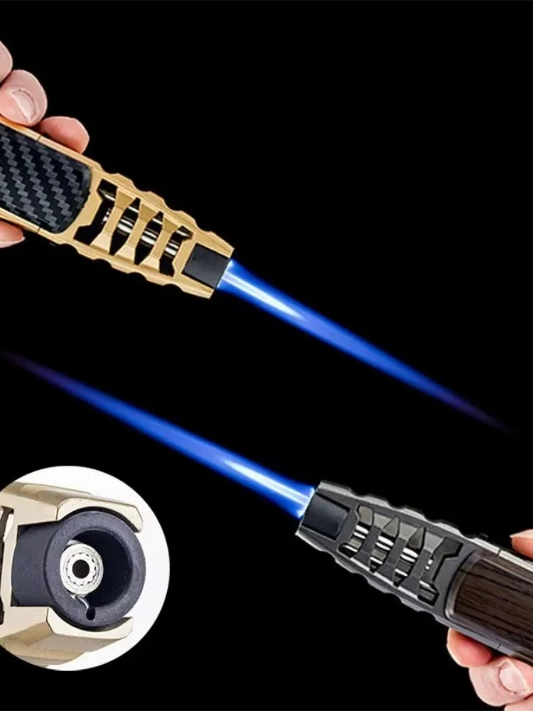Briquet à gaz butane JOBON, torche turbo coupe-vent d'extérieur, grand pistolet à flamme bleue métallique, barbecue de cuisine, cadeaux haut de gamme