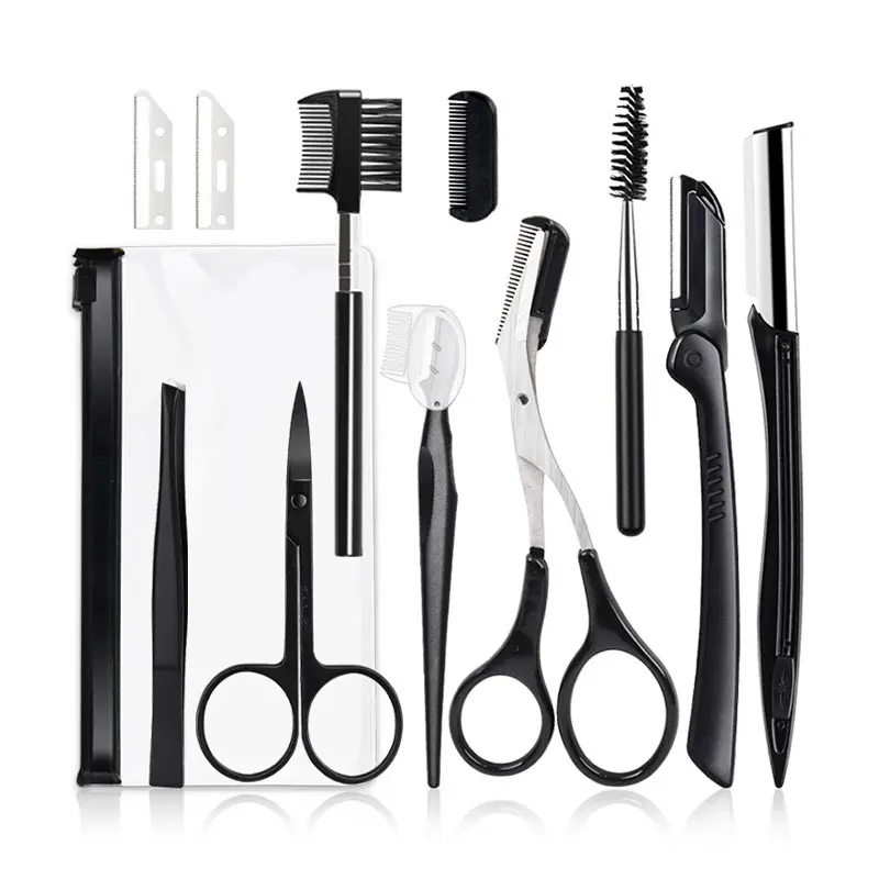 4-11 Stuks Wenkbrauw Trimmer Set Schaar Pincet Wenkbrauw Scheermes Schrapen Wenkbrauw Kam Wenkbrauw Clip Vrouwen Make-Up Tools Accessoires