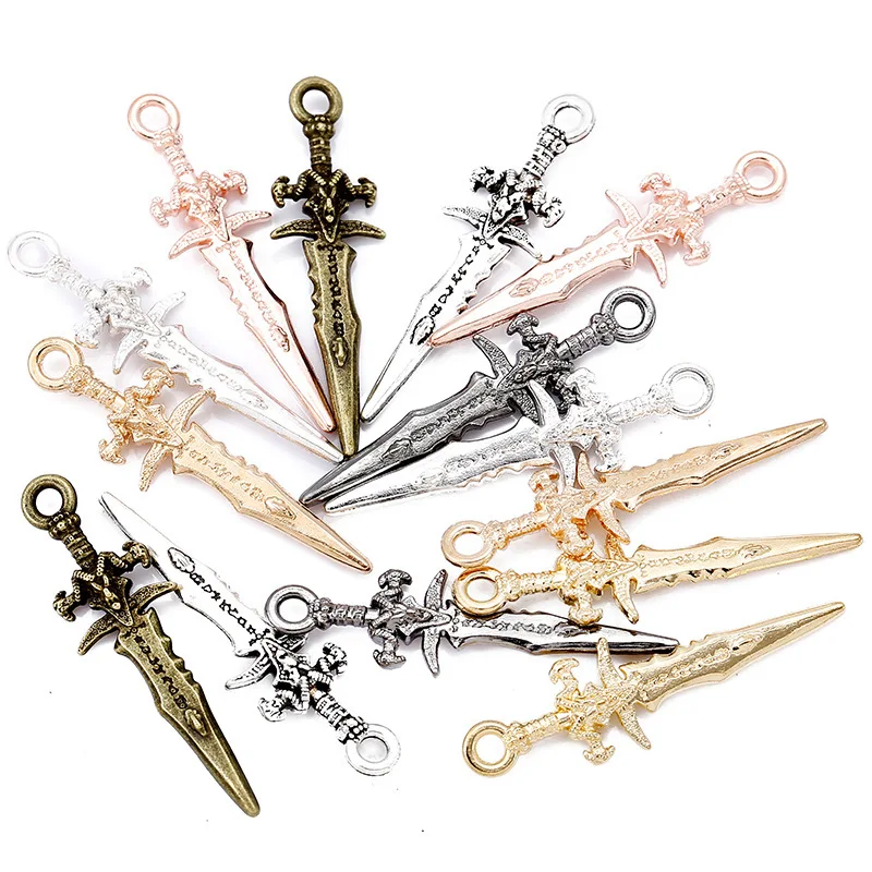 10pcs Wholesale Metal Alloy Mini Sword Charms Weapon Pendant for Jewelry Making DIY Handmade Craft Pendant Accessories