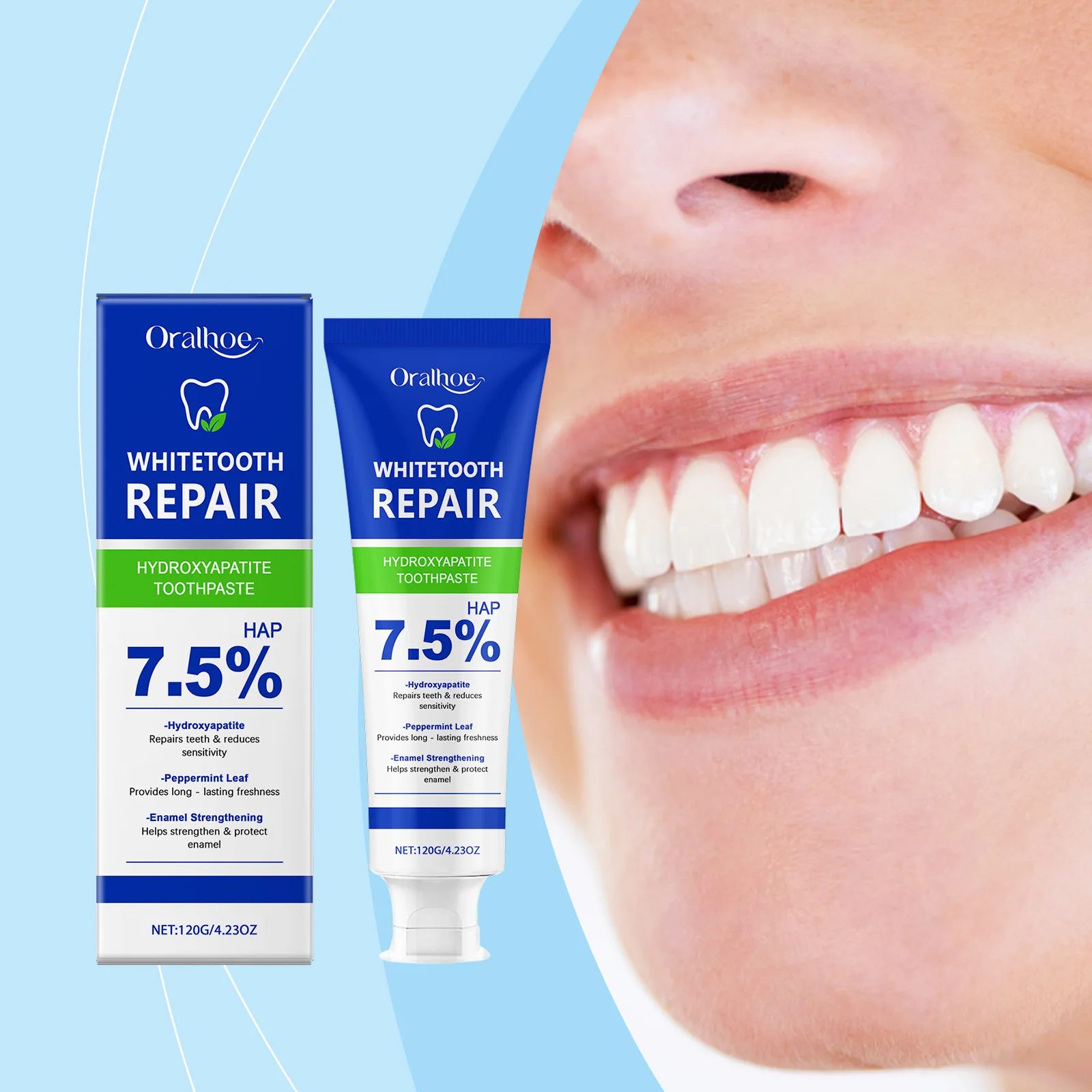 

ORALHOE Toothpaste Natural Mint To Remove Bad Breath Whitening Brighten Stain Removal Toothpaste Fresh Breath 120g