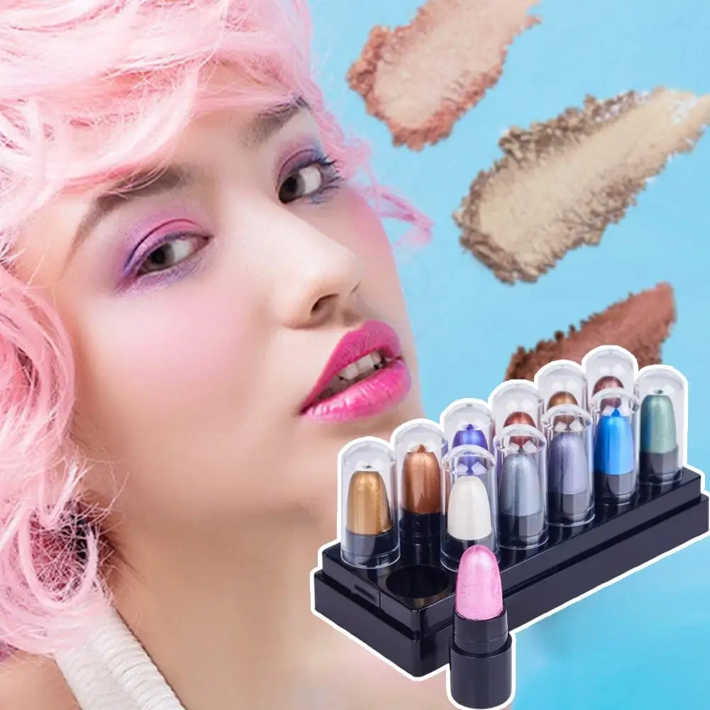 12 colori ombretto perlescente stick ombretto ad alta pigmentazione glitter matita trucco occhi non sbavature a lunga durata Waterpro U2W2