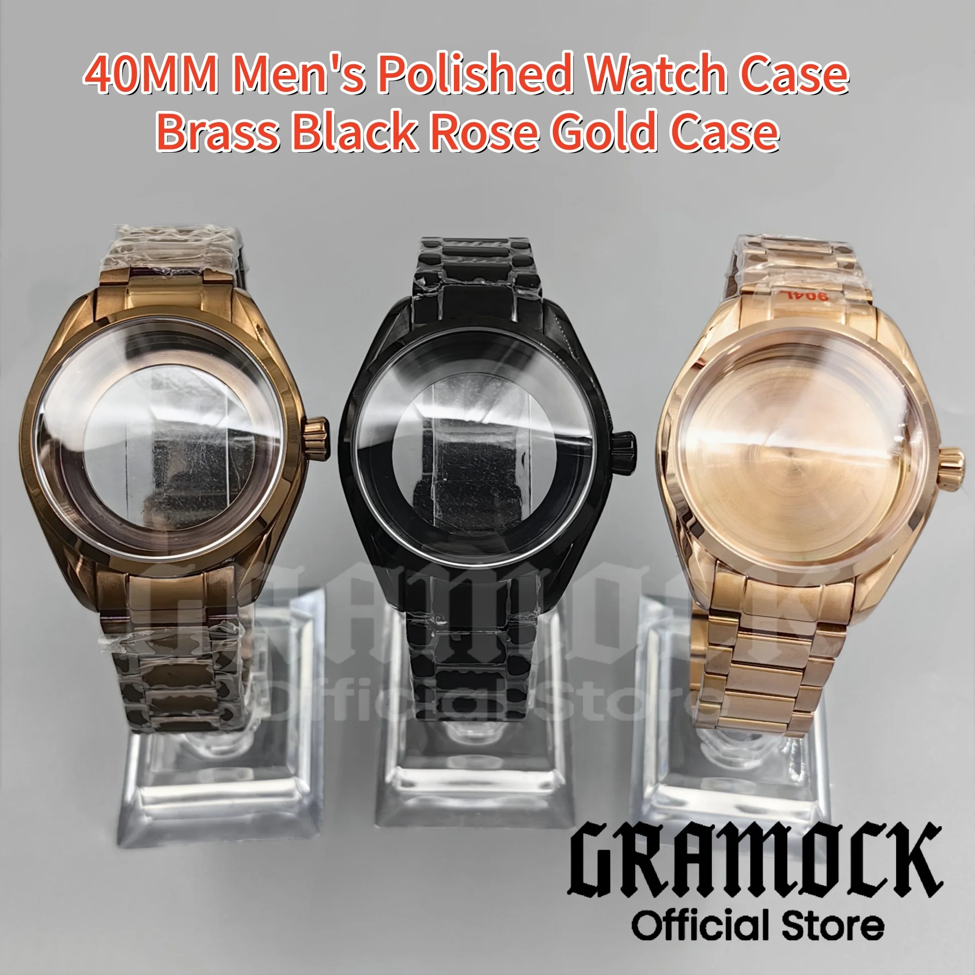 

10ATM Diving 40mm Men's Black Brass Rose Gold Blue Case Fit NH34 NH35 NH36 Watch Case Steel Bracelet Sapphire Butterfly Buckle