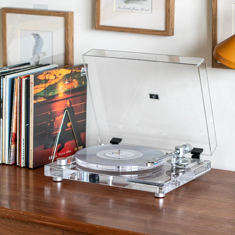 High Fidelity Bluetooth Transparent Acrylic Vinyl Turntable Record Player Desktop Modern X10 Phonograph
