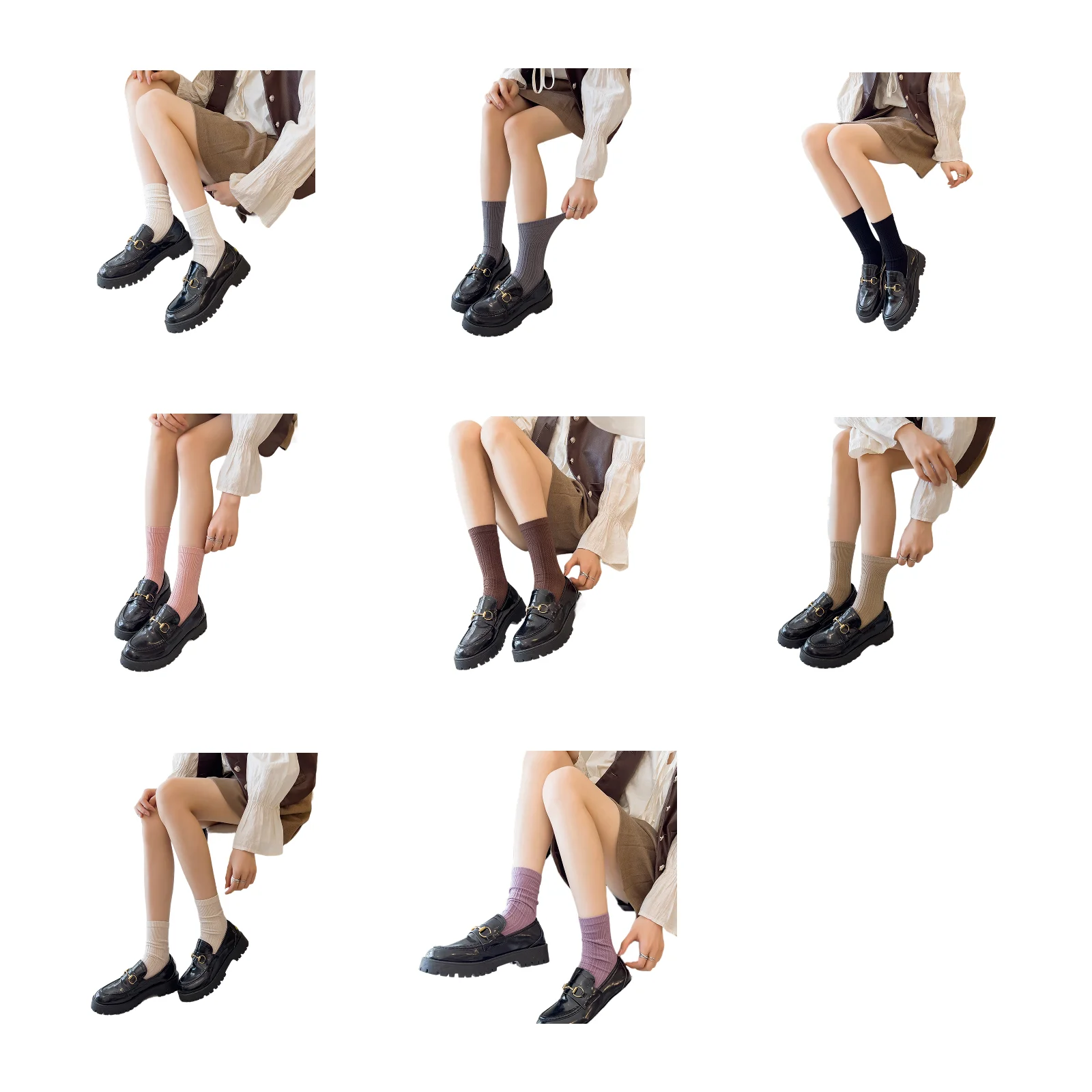 

Универсальные носки из флиса, комплект из 8 цветов (белый/серый/черный/розовый/кофейный/хаки/овсяный/фиолетовый)