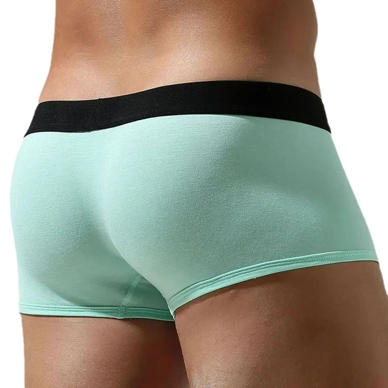 Men's Fashionable Trunk Youth Cotton Breathable Single-layer Bulge Pouch Boxer Shorts High Elastic Soft Thin Comfy Sports Pantie