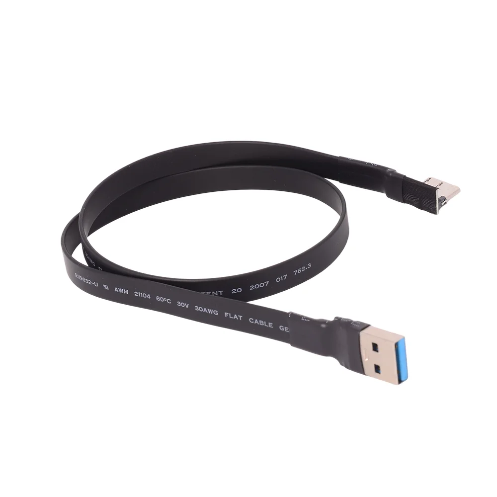 ADT-Link USB 3.0 Micro B إلى USB 3.0 نوع A ذكر إلى ذكر قابل للطي 90 زاوية تمديد كابل مسطح Micro-B موصل مدمج FPC FPV