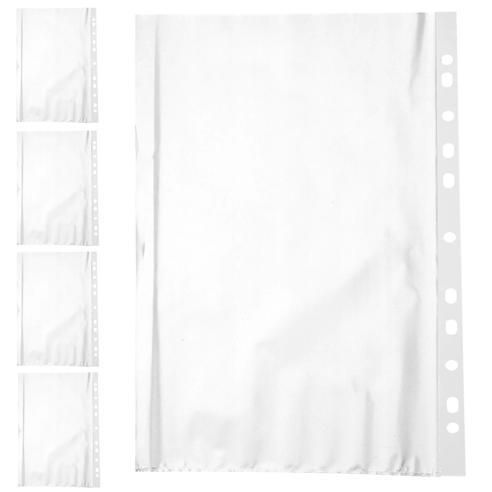 200pcs Loose Leaf File Pockets Clear A4 Punched Poly Pockets For Office School Document Storage Waterproof Binder Folders
