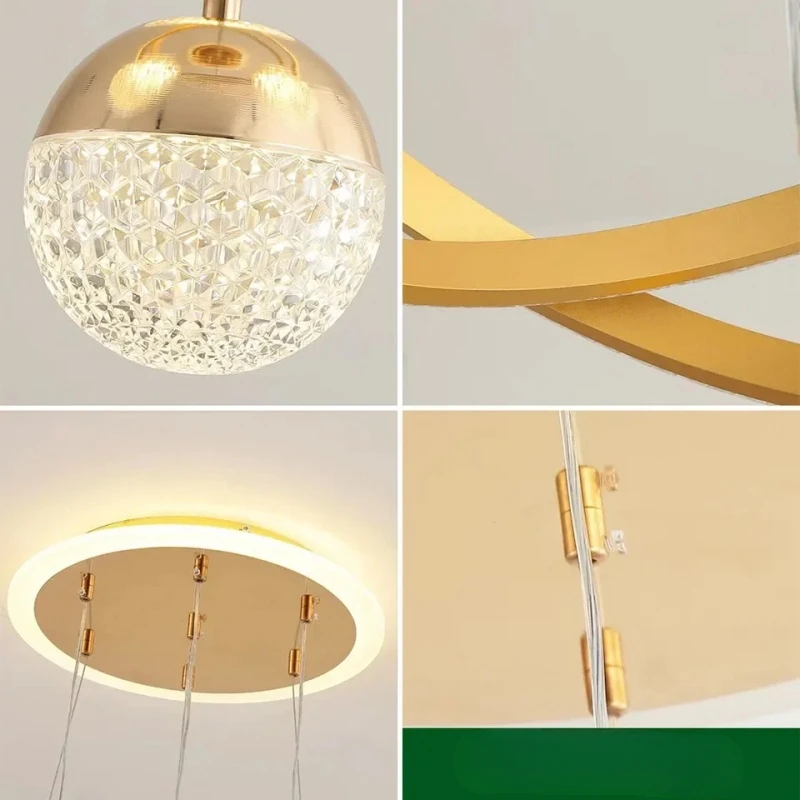 Lustre Circulaire Moderne et Créatif à Intensité Réglable, Luminaire Décoratif d\'Nik, Idéal pour un Restaurant, un Salon, une Chambre à Coucher ou