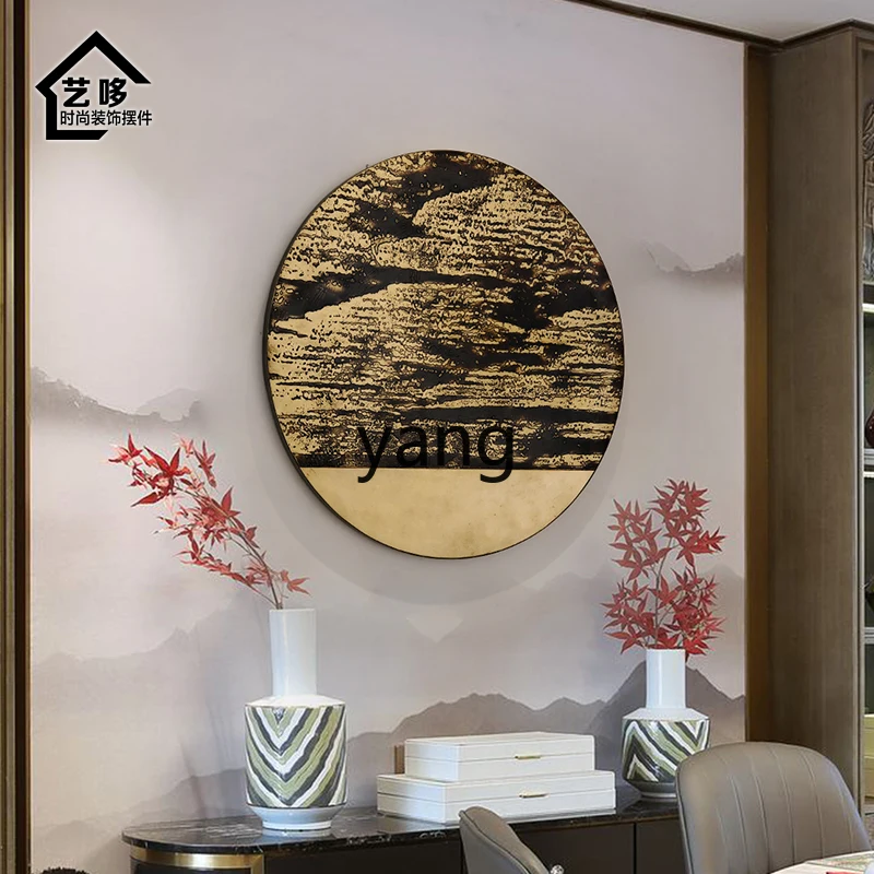 CX New Chinese Hotel Wall Decorations Creative round Brass Graphic Arts Study Living Room Decorative Painting