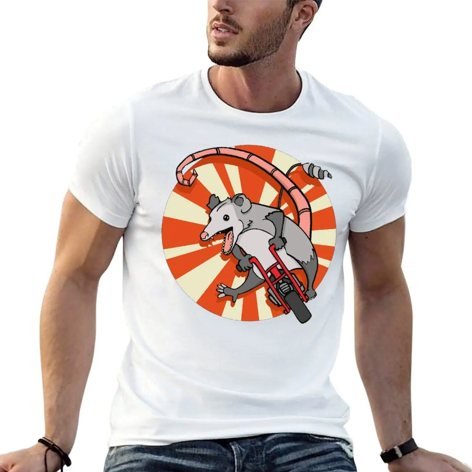 Crewneck Vintage Minibike Opossum Reiten ein Gas Mini Bike T-Shirt Bewegung T-Shirts Hipster Neuheit Aactivity Wettbewerb USA Größe