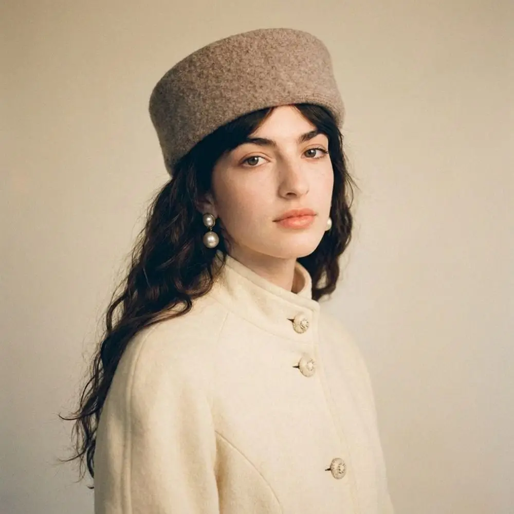 Vintage French Style Pillbox Hat Fedoras Elegant Fedora Hat Dome Solid Color Medicine Box Hat Live Show