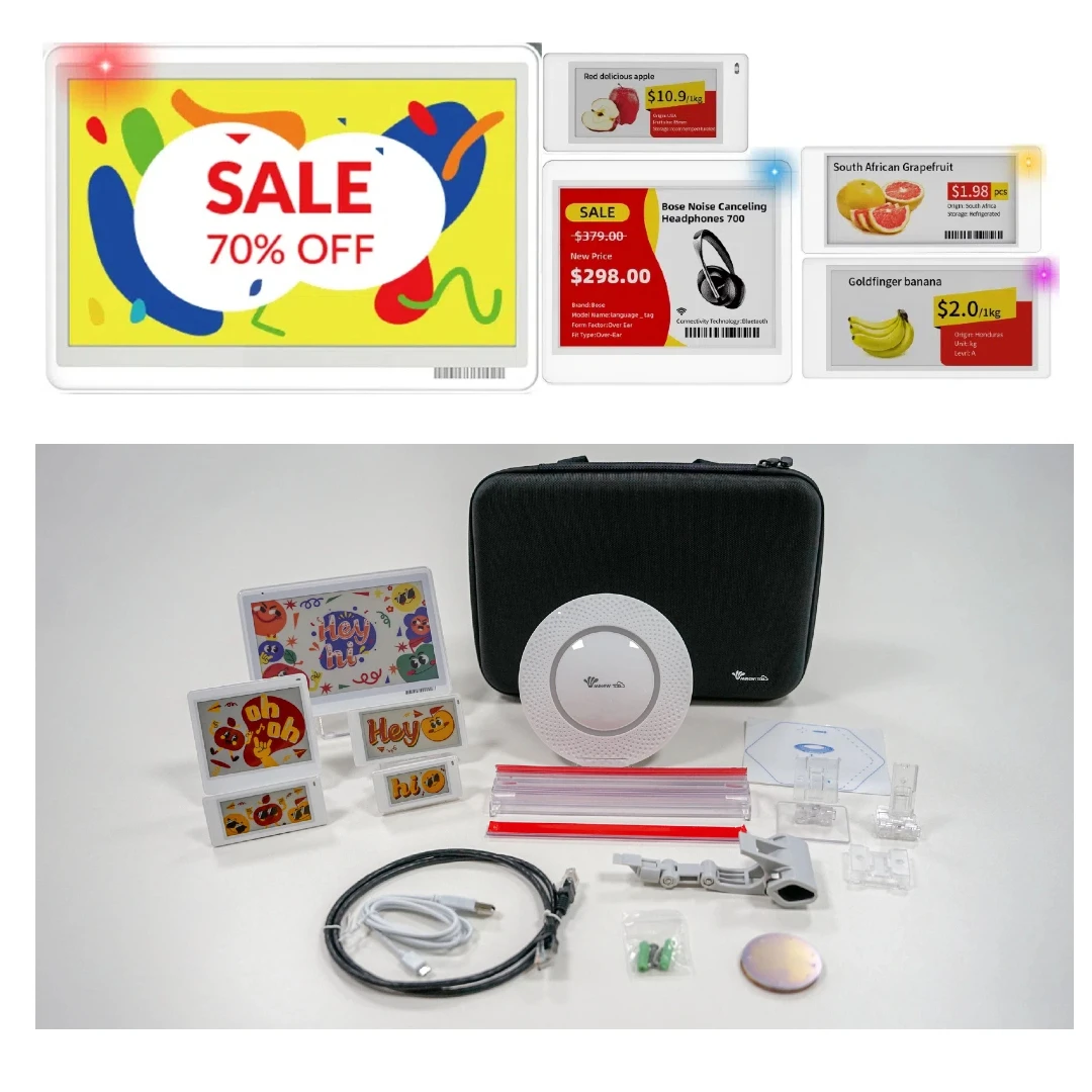 Minew Colorful BLE 5.0 ESL демонстрационный комплект Cloud System Веб-приложение Цифровая ценник Eink Электронная полка Этикетка Smart Sign Can On-premise