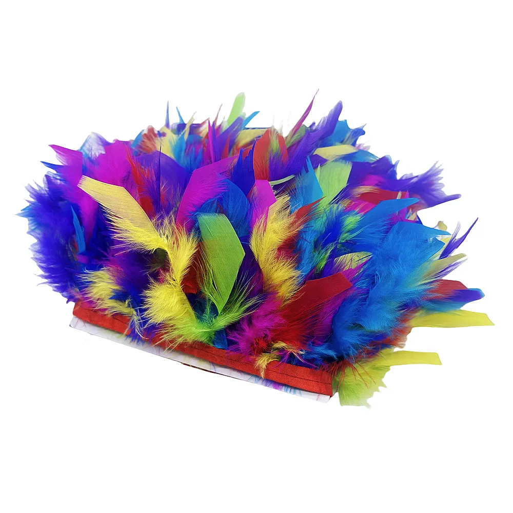 10M Natural Colorful Turkey Feathers Ribbon Crafts DIY Handwork Wholesale Feather Trim Sewing Home Party Wedding Decor 10-15cm