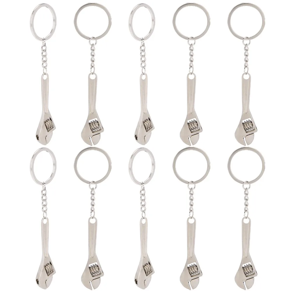 10PCS Zinc Alloy Wrench Keychains Sturdy Alloy Holds Heavy Spanner Pendant Non-Bending Compact Shape Tool Ornaments
