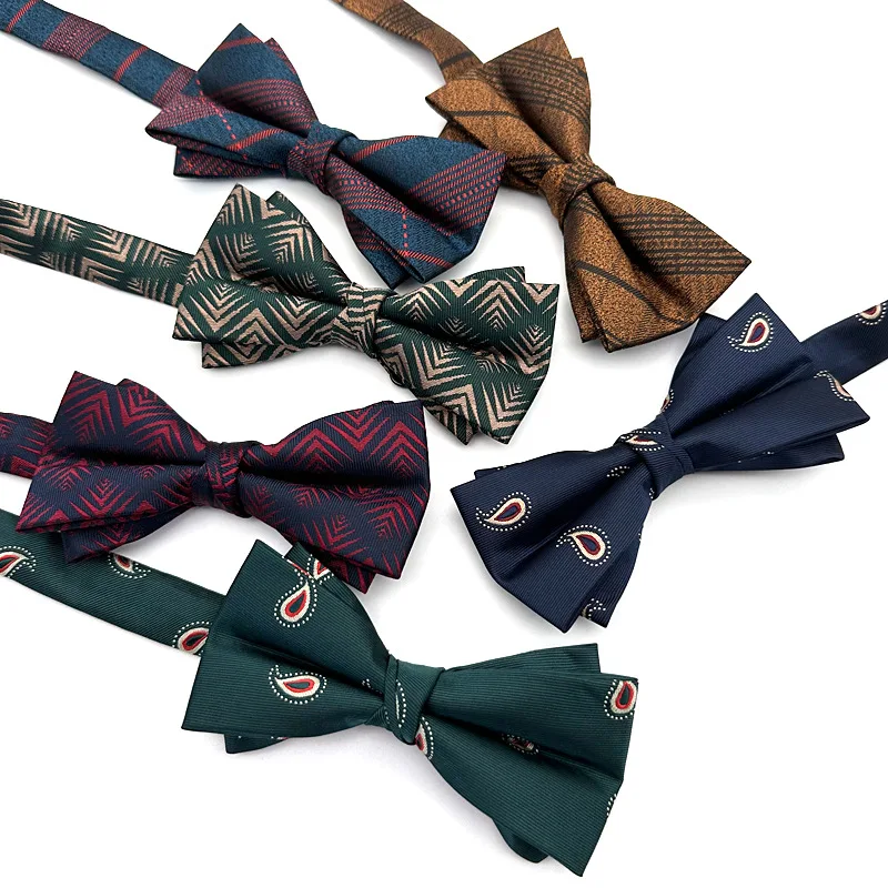 

MGIVALA 12cm*6cm Bow Tie Men Striped Paisley Green Navy Blue Red Bowtie for Men Women Party Wedding Festival