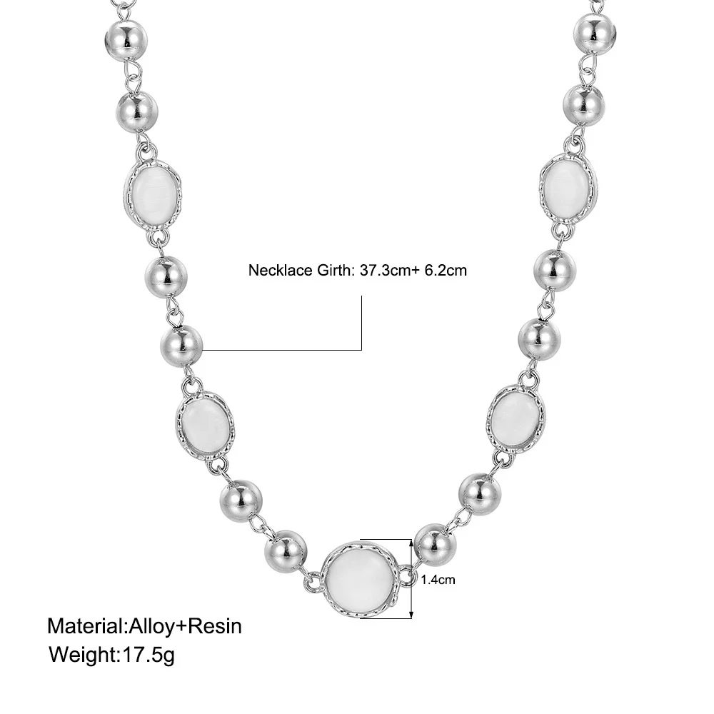 Crystal Opal Pendant Liquid Metal Necklace for Women Clavicle Chain Geometric Irregular Vintage Choker Y2K Jewelry Accessories