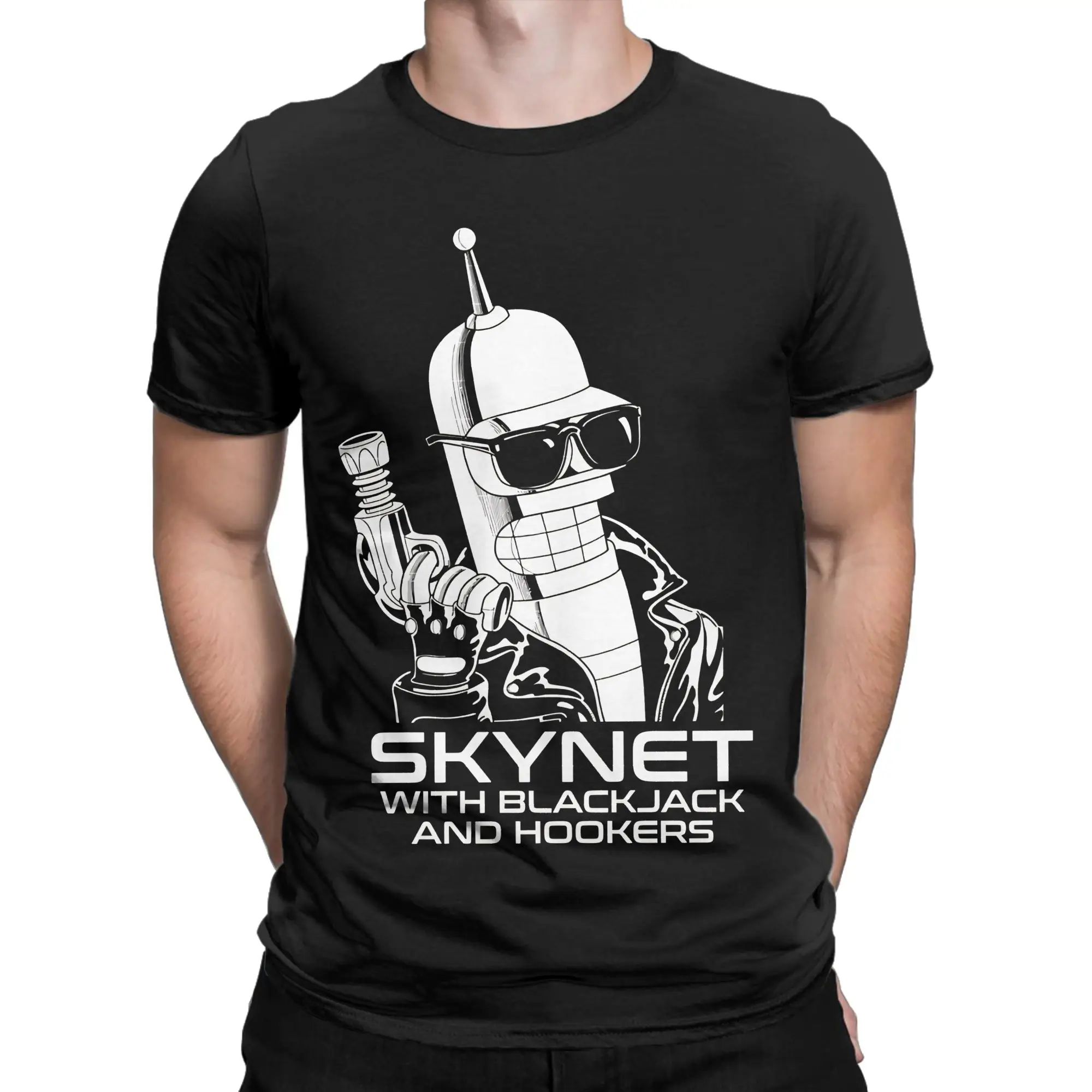 Hookers and Blackjack Funny 100% Cotton T-Shirt Futurama Tees Tops For Men