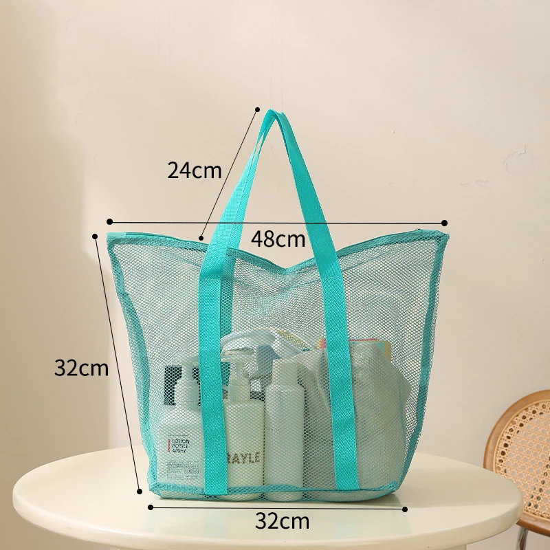 1pc borsa da viaggio di grande capacità borsa da spiaggia portatile pieghevole in rete leggera borsa da doccia semplice per il nuoto Fitness