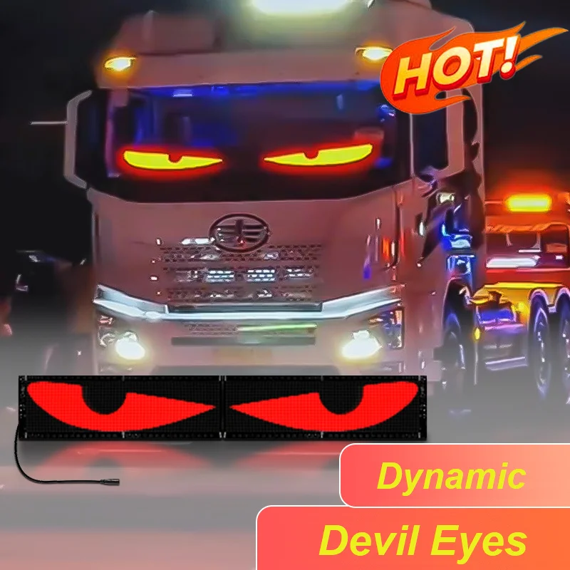 

Автомобильный Dyamic Devil Eyes, лобовое стекло, гибкая светодиодная панель, анимационный дисплей, умная прокрутка сообщений, мягкая светодиодная вывеска
