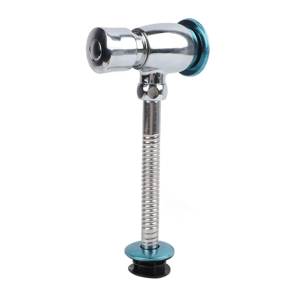 Durable Bathrooms Urinal Flush Valve For Public Toilets Alloy Attachments Button Type Hand Press Large Round Belly