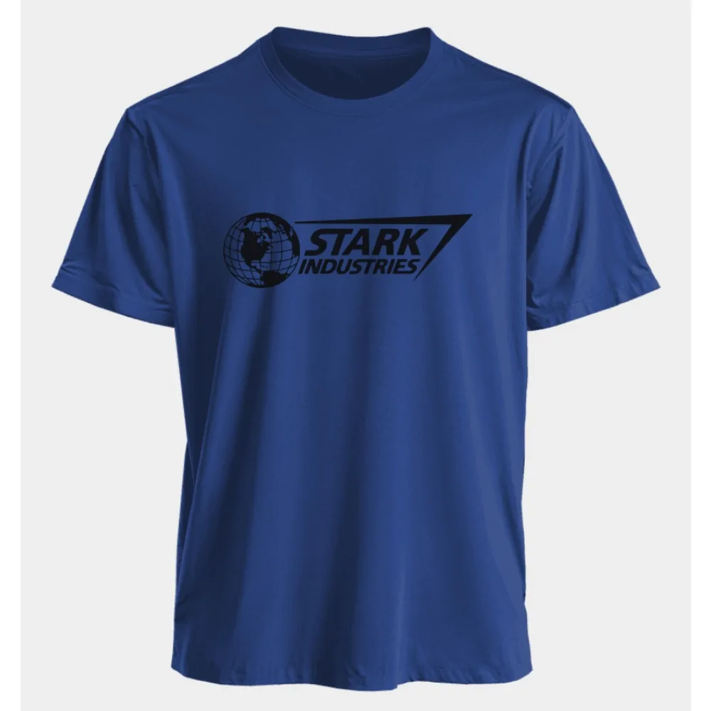 تي شيرت Marvel للرجال والنساء من Iron Man Stark Industries صيفي أمريكي للربيع والخريف بأكمام قصيرة رياضي كبير الحجم