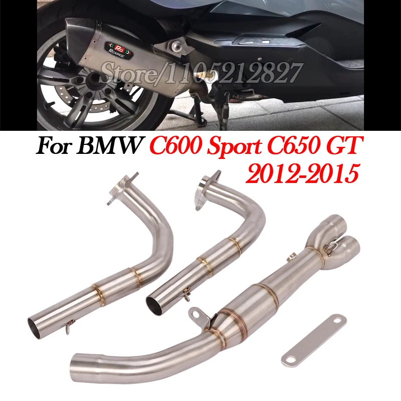 Sans lacet pour BMW C600 Sport C650 GT 2012 - 2015 Moto échappement modifier avec catalyseur lien avant tuyau Moto 51MM silencieux évasion