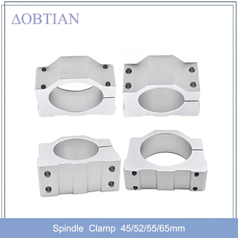 45mm 52mm 55mm 65mm Aluminum Spindle Clamp Motor Bracket with 4pcs Screw for CNC Engraving Router Machine Motor Mounting Holder