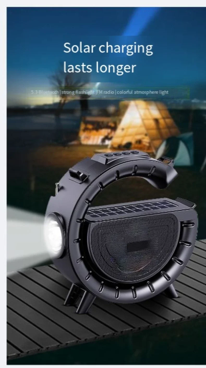 Explosive big g Bluetooth speaker flashlight solar player outdoor convenient wireless card plug-in speaker