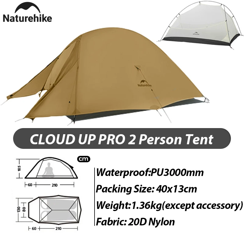 Naturehike Cloud Up Pro Tent 1 2 Person 20D Ultralight Portable