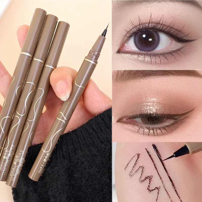 Sweatproof Eyeliner Lasting Waterproof Black Brown Ultra Thin Head Matte Liquid Eyeliner Pen Quick Drying Eyes Makeup Cosmetic