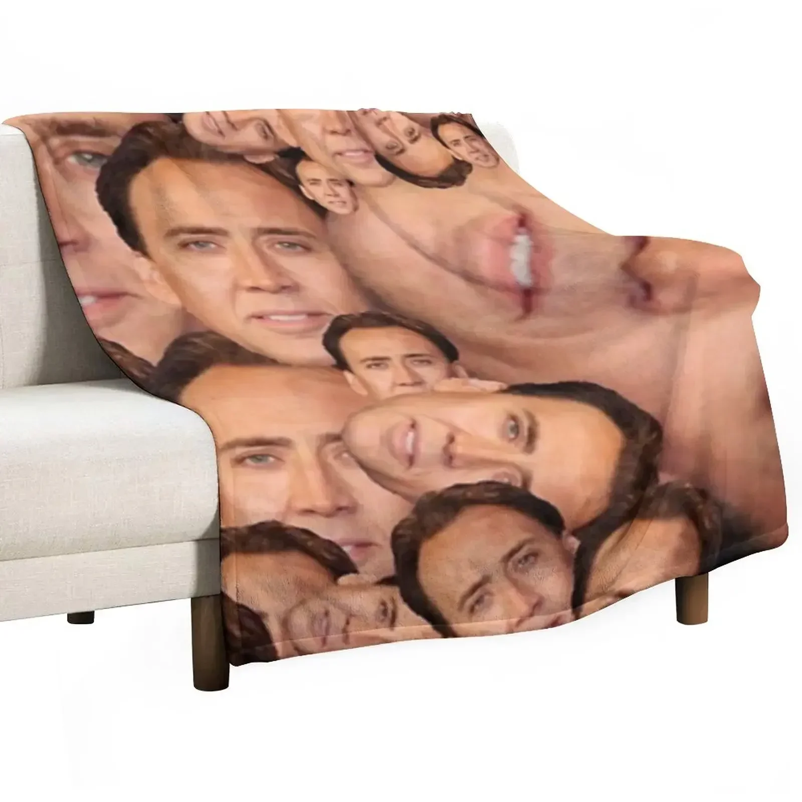 

Nicolas Cage Collage Throw Blanket Hairy Cute Plaid Camping Blankets