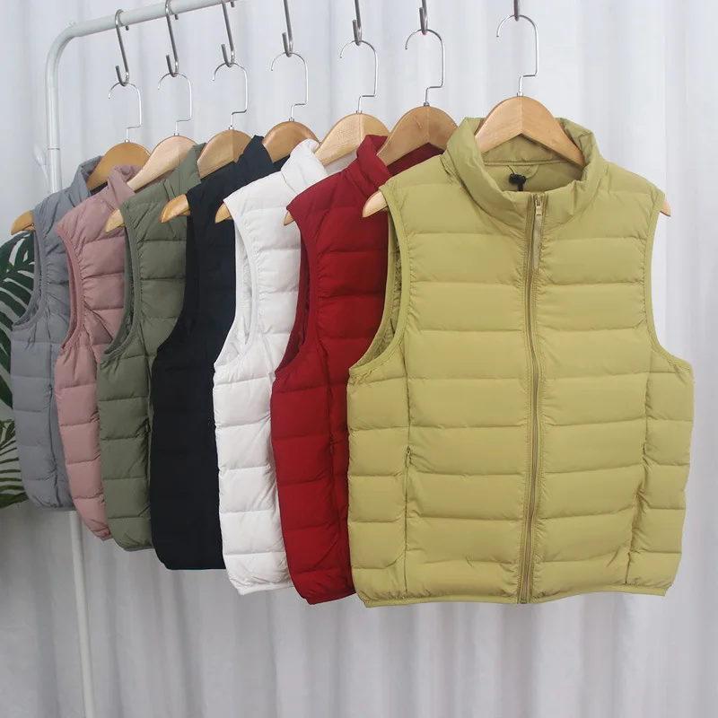 

Autumn Winter Women Oversize Down Waistcoat Jacket Ultra Light White Duck Down Vest Lady Warm Parkas Sleeveless Short Tank Coat