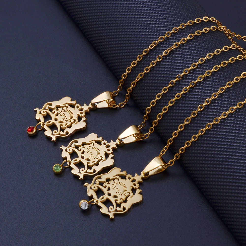 Collares con colgante de Anniyo Marruecos con diamantes de imitación Maroc ‎   Joyería nacional de acero inoxidable # 540762