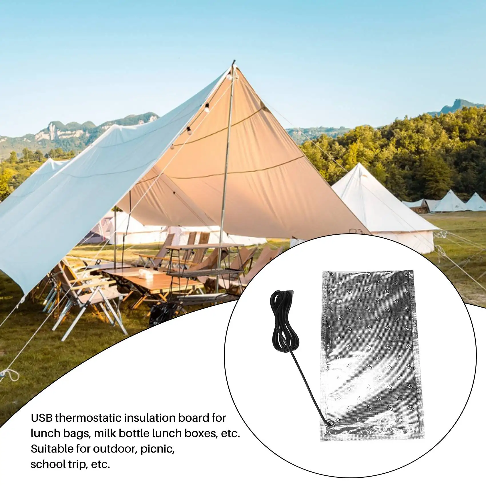 Outdoor-Tool USB Thermostat Wärme Erhaltung Platte Tasche Mittagessen Platte Lebensmittel Tasche Heizung Milch Thermische Wärmer Tasche Reich