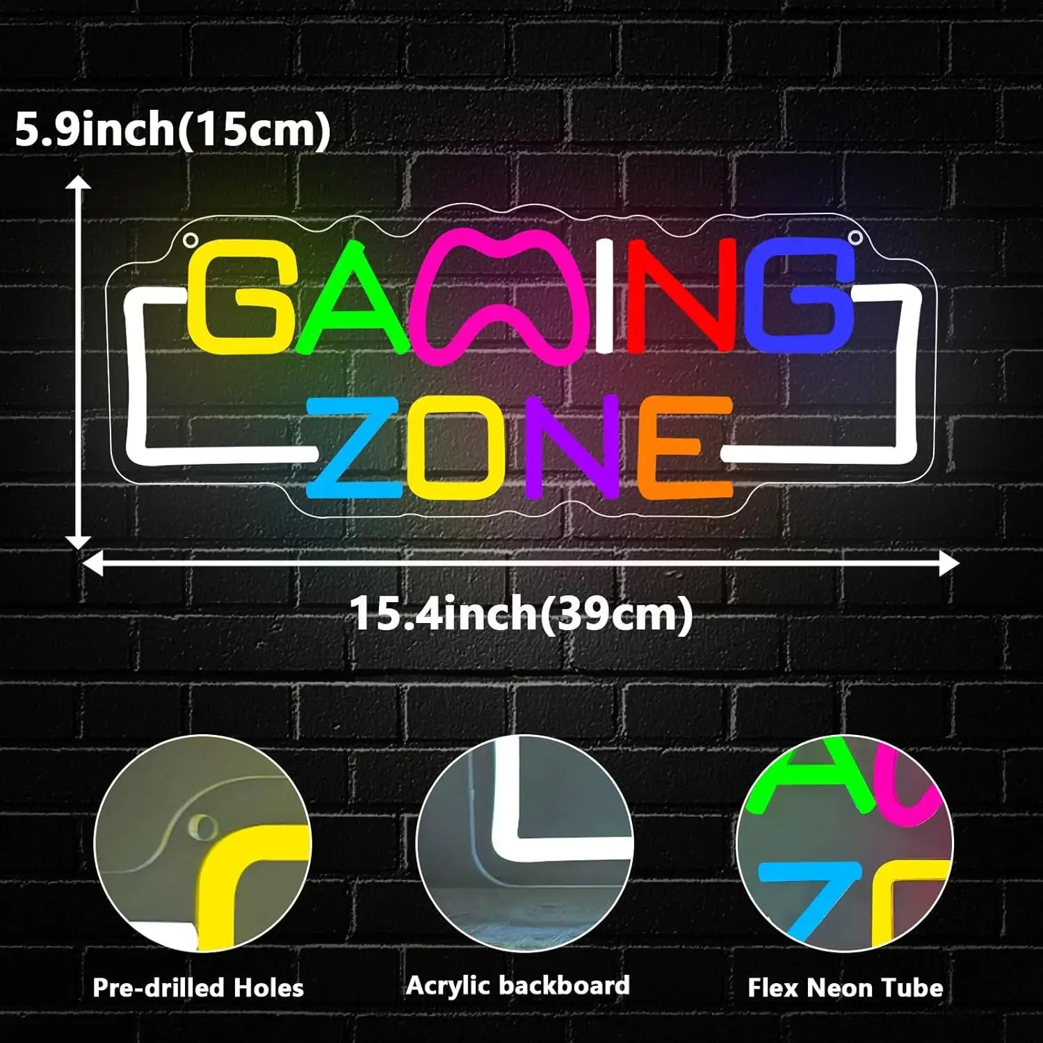 Gaming Zone Neon Sign USB Dimmable Neon Lights for Game Room Teen Boy Gamer Bedroom Birthday Party Decor Personzalized Gifts