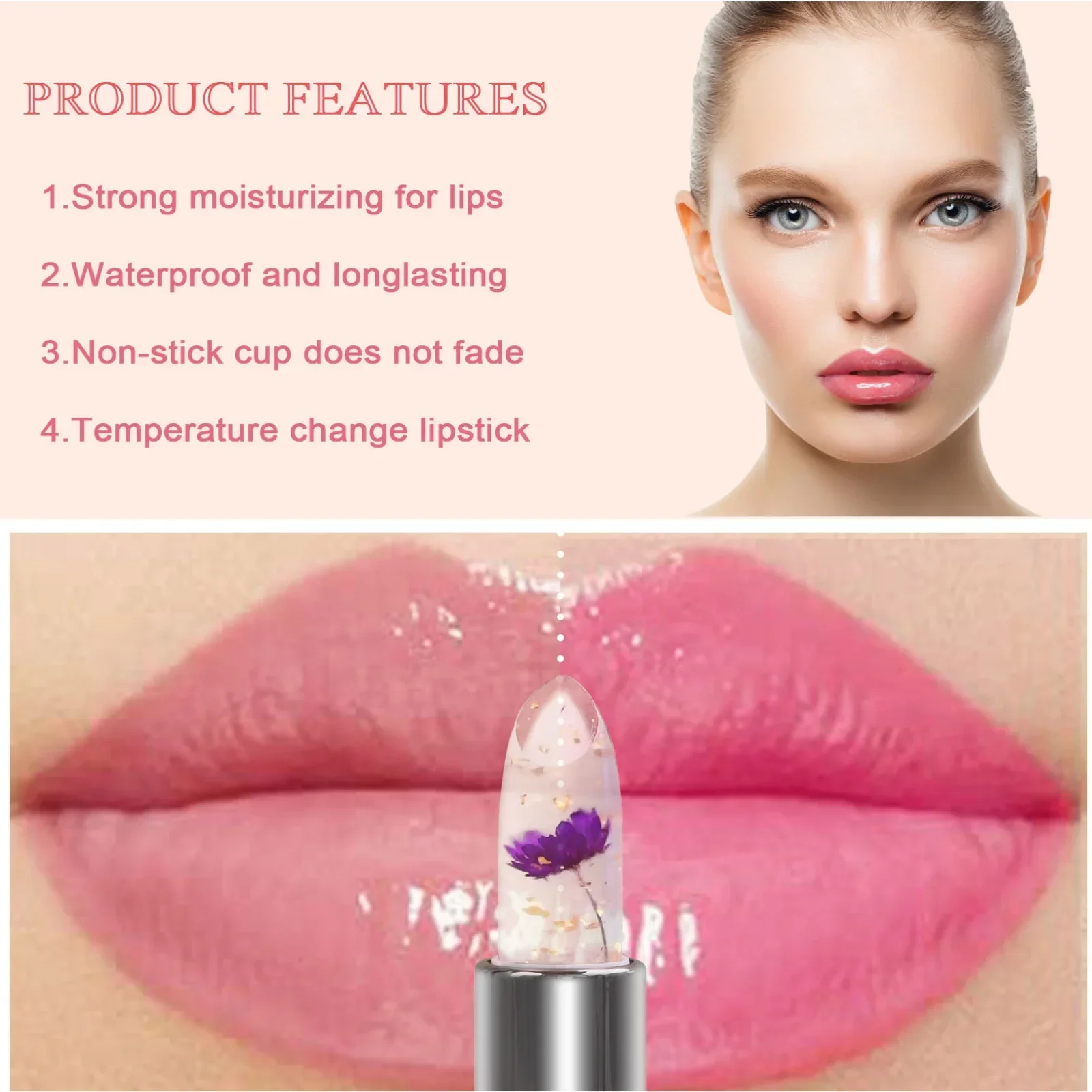 Rossetto idratante trasparente trasparente Gelatina che cambia colore Balsamo per labbra Rossetto di cartamo nutriente impermeabile a lunga durata