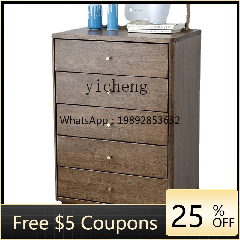 

ZZ Simple Modern Solid Wood Walnut Chest of Drawers Bedroom Drawer Storage Light Luxury Storage Cabinet
