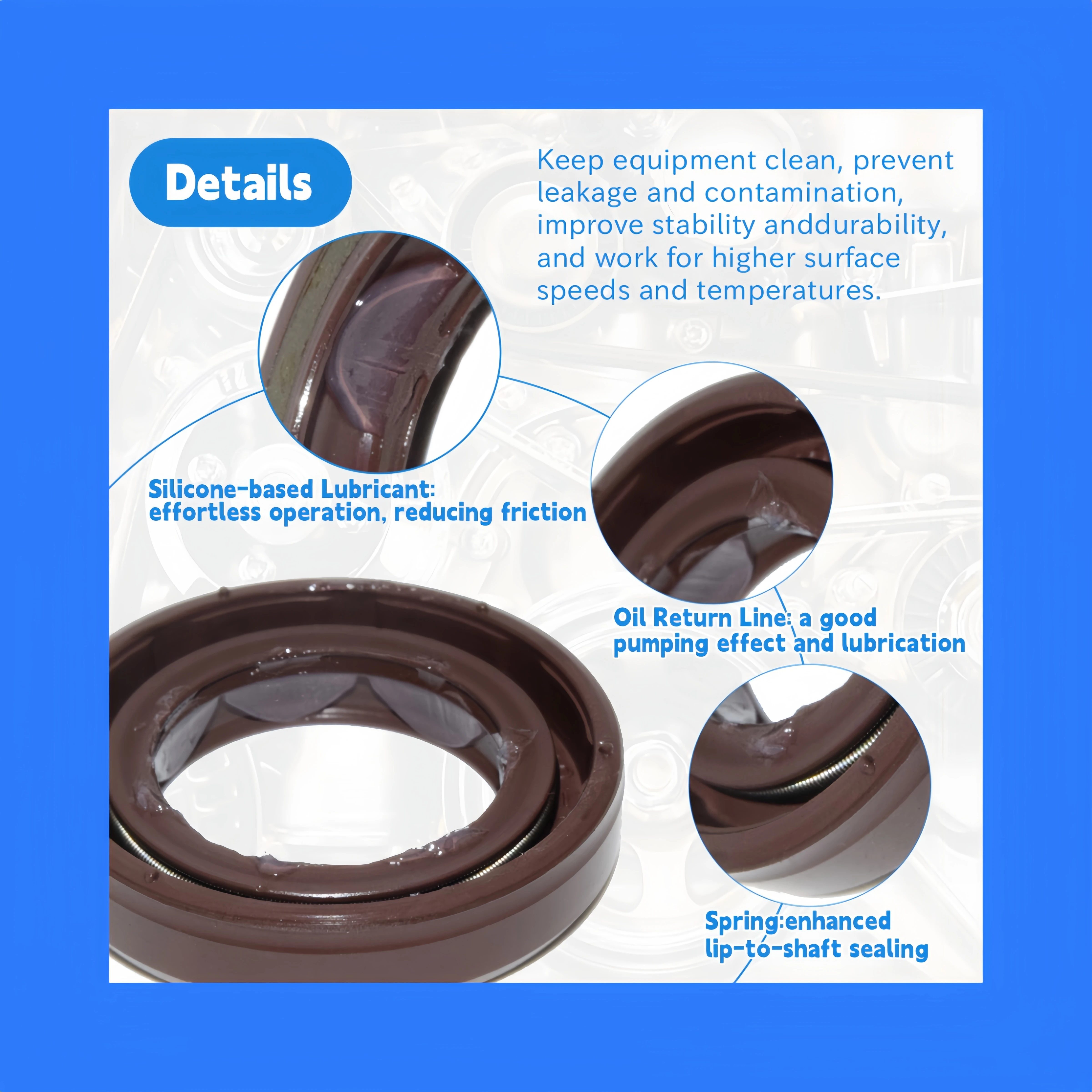 High Quality FKM Pressure Type Oil Seal BAFSL1SF 19*30*6 mm - Double Lip Oil Seal with Spring ﻿