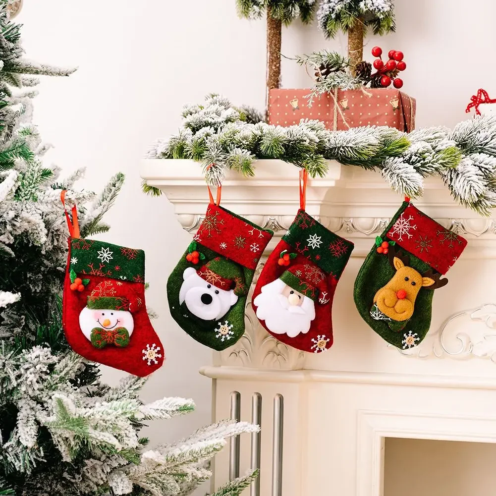 

Christmas Stocking Mini Socks Xmas Tree Hanging Decor Santa Claus Candy Bag Cute Christmas Stockings Decorate Christmas Brand