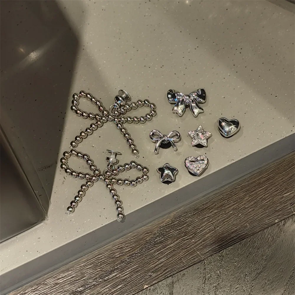 1 ensemble de breloques de chaussures avec nœud en perles, accessoires de chaussures à boucle détachable 3D avec décorations florales en perles, DIY bricolage