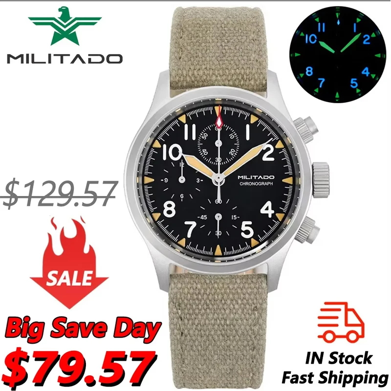Militado ML1868KF Quartz 3 Dial Watch VK67 Chronograph Movement