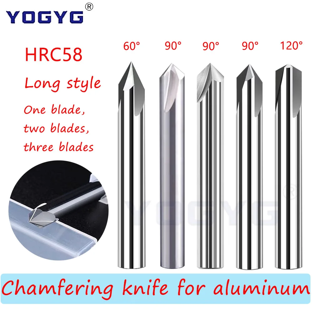 HRC58 Carbide Chamfer Milling Cutter 3/4/5/6/7/8/9/10-20mm 60/90/120 Degree Deburr End Mill Engraving Chamfer To Cutter Aluminum