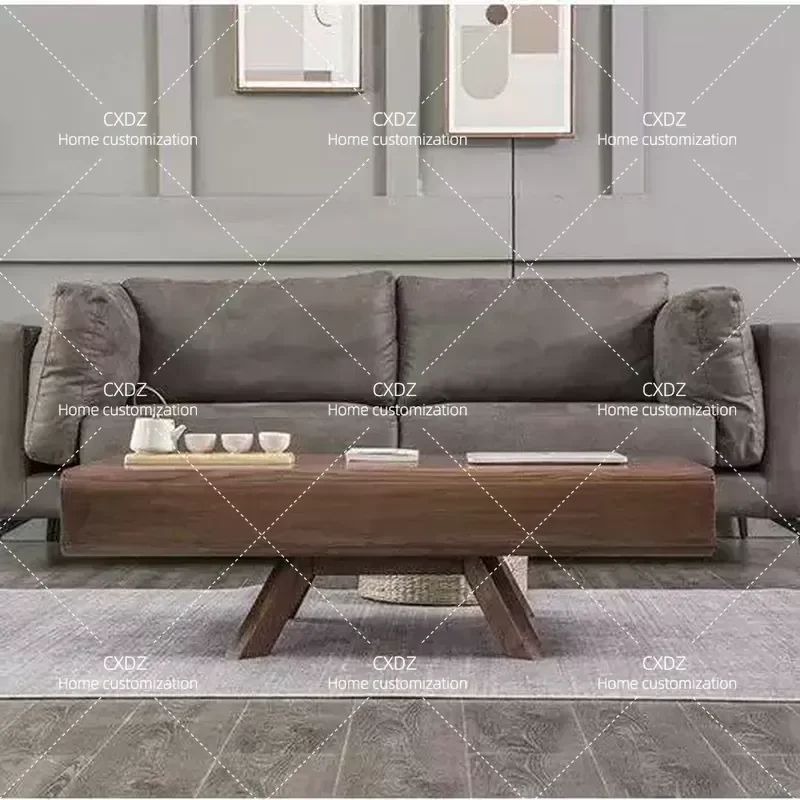 Nordic Solid Wood Pine Square Coffee Table Modern Light Luxury Living Room Storage Tea Table for Small Apartment