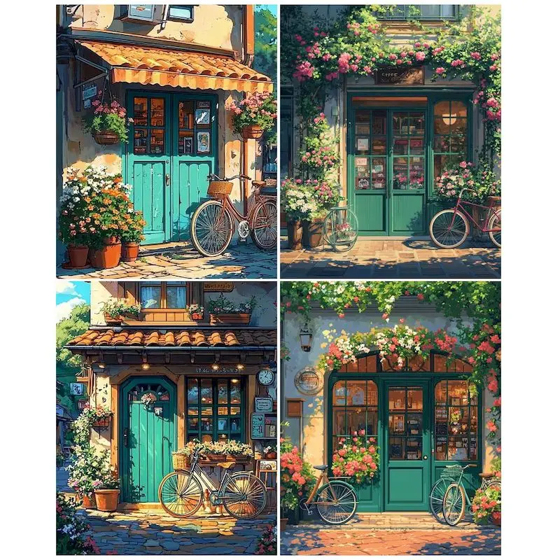

GATYZTORY Modern Painting By Numbers Handpainted Flower Shop Diy Crafts Canvas Painting Picture Paint For Adults For Kids Gift