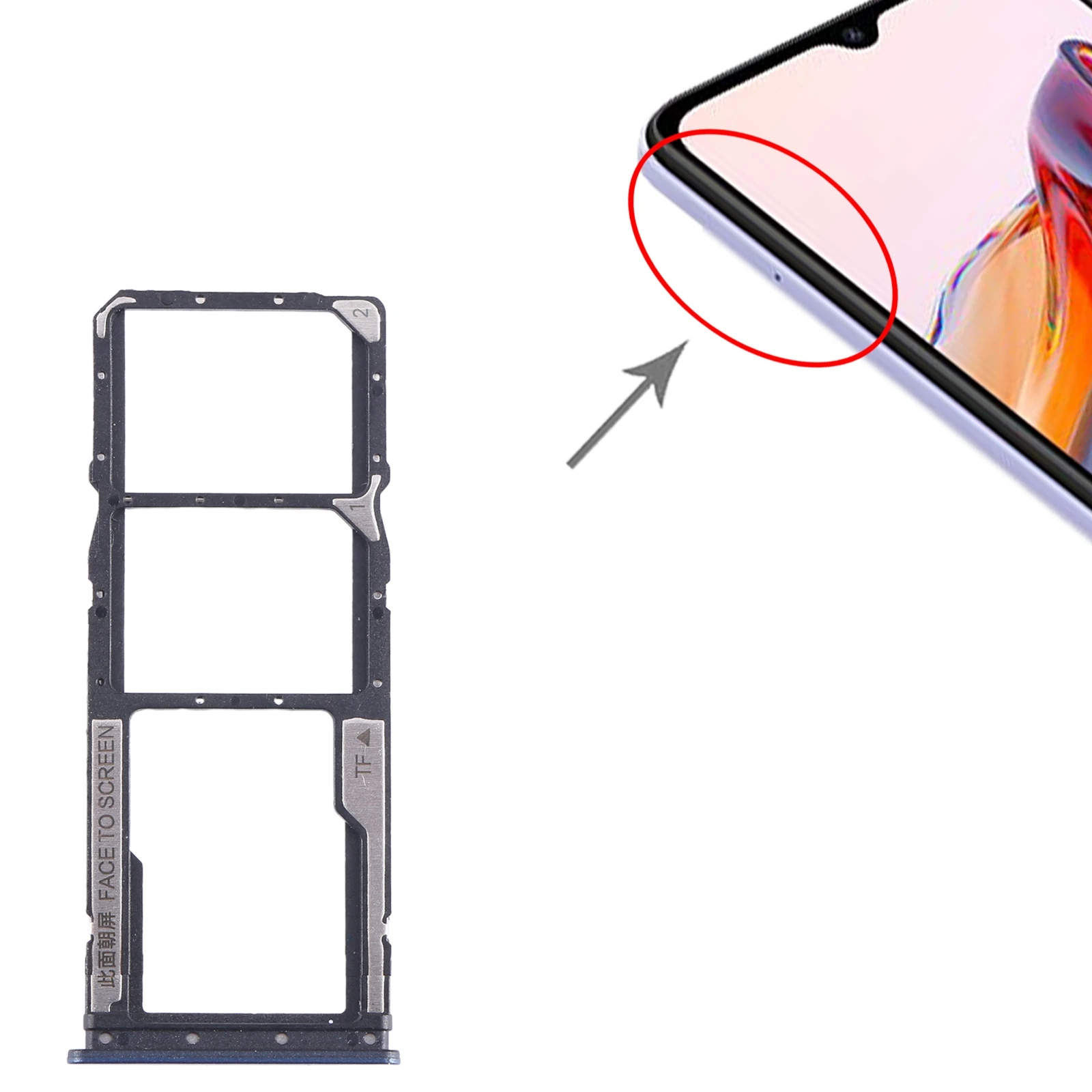 Dual SIM Card Tray For Xiaomi Poco C55 Phone SIM1 + SIM2 + Micro SD Card Tray Replacement Part