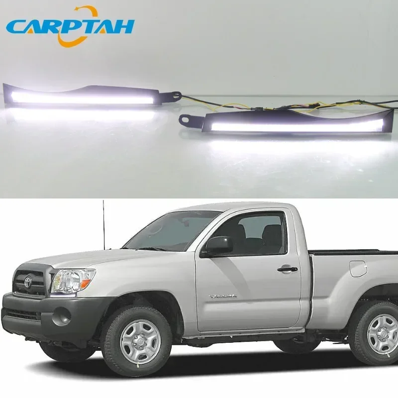 Car LED DRL Daylamps For Toyota Tacoma 2005-2010 Yellow Turn Signal Daytime Running Light Automobile Cover Decoration Light