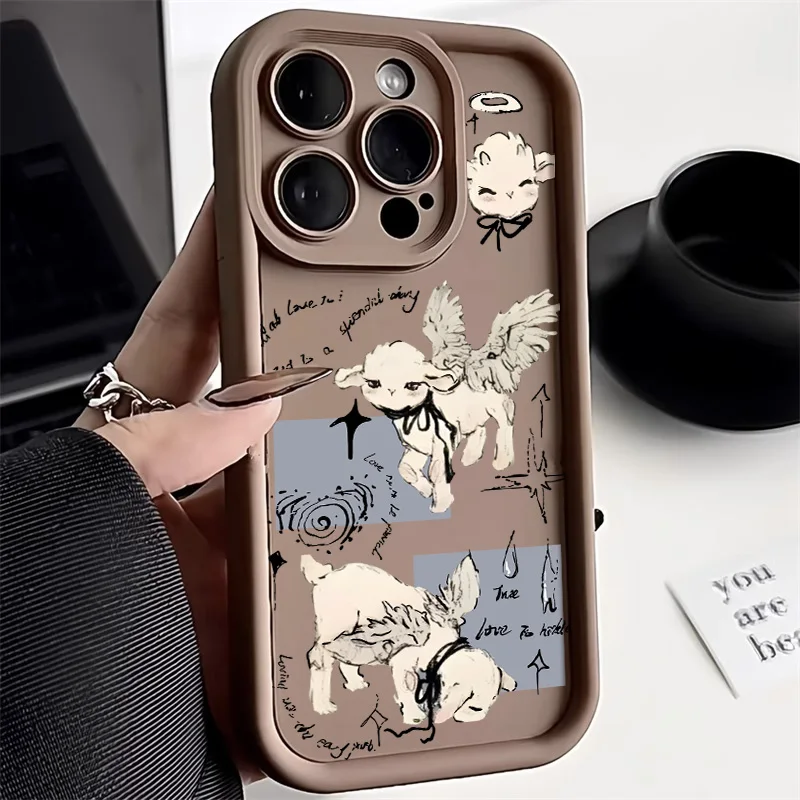 Angel Sheep Silicone Phone Case For Xiaomi Redmi Note 13 8 9 10 11 12 Pro 15 14C 13C 10C 11 Lite Case Poco X6 M6 F5 X5 Pro Cover