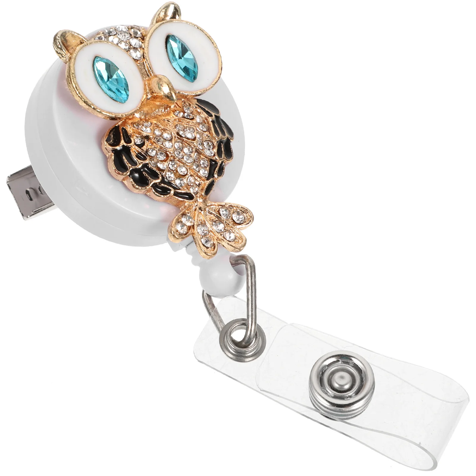 Retractable Badge Holder Clip Metal Rhinestone Alligator Clip for Nurses Doctors Teachers Work Id Card Keychain Portable Name