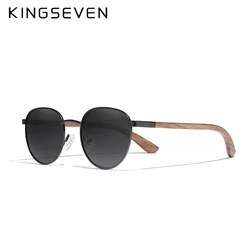 KINGSEVEN 2024 New Handmade Wood Sunglasses Polarized Men's Glasses UV400 Protection Mirror Eyewear Wooden Temples Oculos