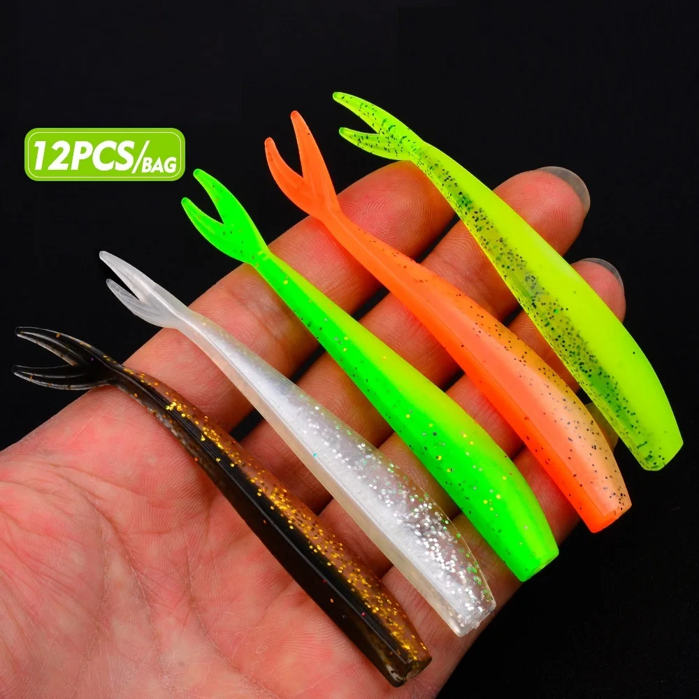 LHFSH 10cm 3,4g Karpfen Schwimmender Drop-Shot-Softköder V-Form Split-Tail Swimbait Wurm Topwater für Barsch-Angeln